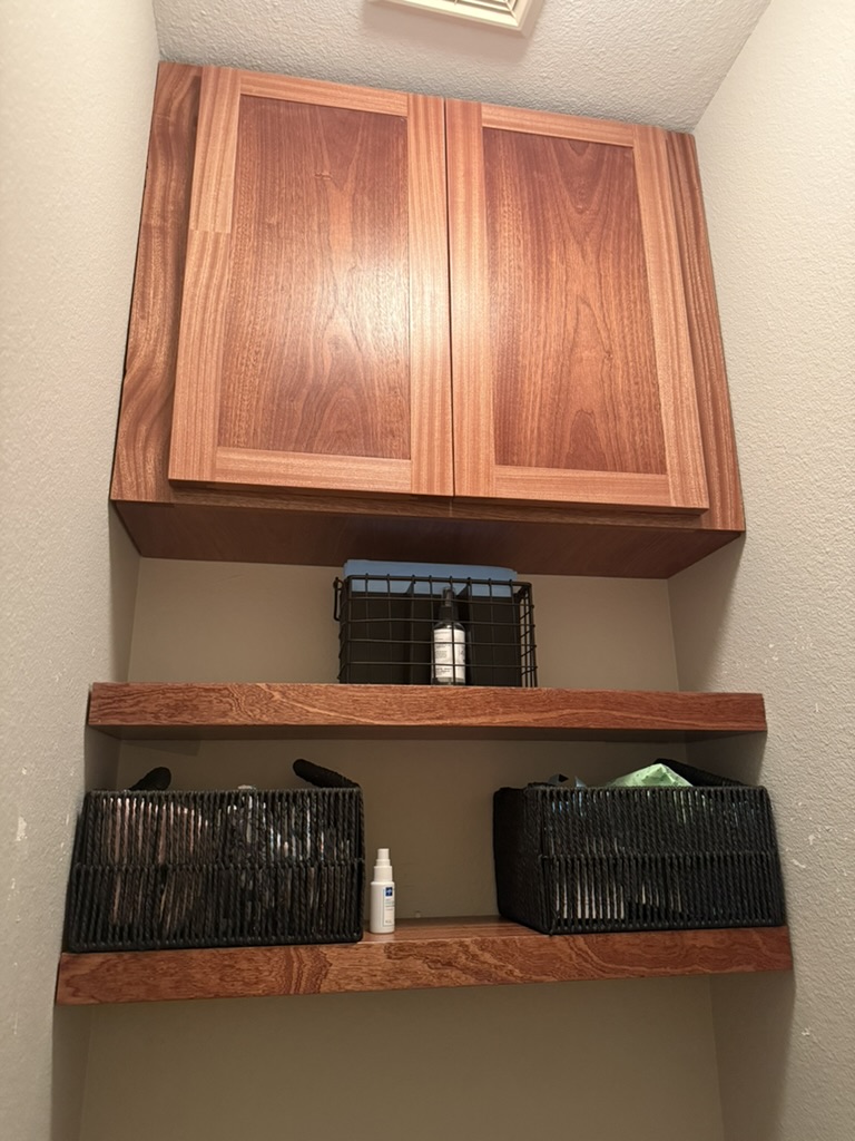 African mahogany cabinet & shelves