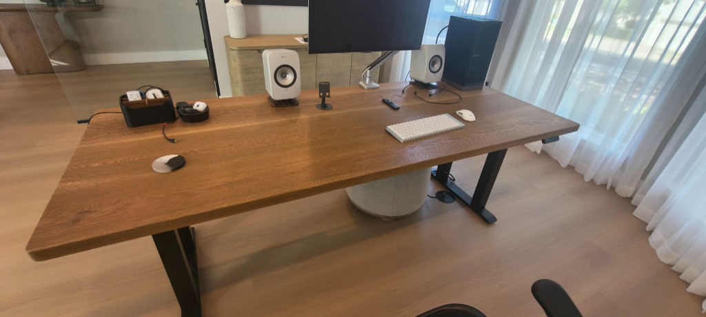 White oak sit-stand desk