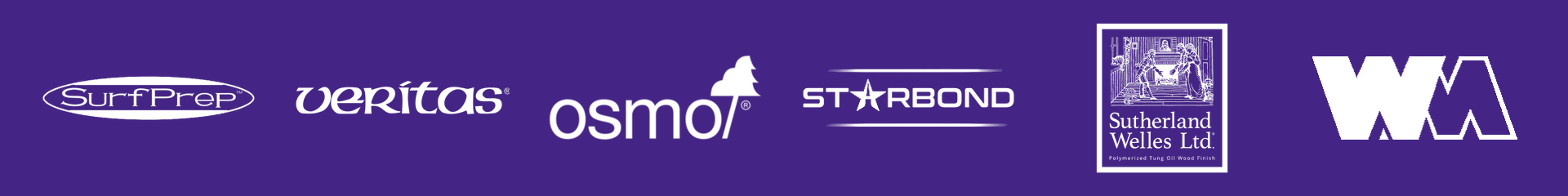 SurfPrep, Veritas, Osmo, Starbond, Sutherland Welles, and Whiteside Machine Company